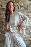 Sundaze Cheesecloth Frill Top Calico