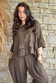 Sundaze Cheesecloth Frill Top Chocolate