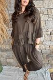 Sundaze Cheesecloth Frill Top Chocolate