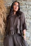 Sundaze Cheesecloth Frill Top Chocolate