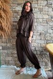 Sundaze Cheesecloth Frill Top Chocolate