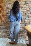 Sundaze Cheesecloth Frill Top Denim