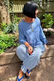 Sundaze Cheesecloth Frill Top Denim