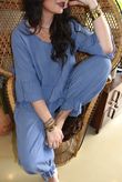 Sundaze Cheesecloth Frill Top Denim