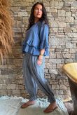 Sundaze Cheesecloth Frill Top Denim