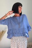 Sundaze Cheesecloth Frill Top Denim
