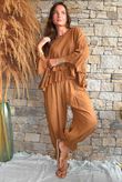 Sundaze Cheesecloth Frill Top Hazelnut