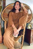 Sundaze Cheesecloth Frill Top Hazelnut