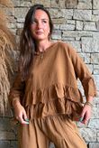 Sundaze Cheesecloth Frill Top Hazelnut
