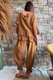 Sundaze Cheesecloth Frill Top Hazelnut