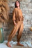 Sundaze Cheesecloth Frill Top Hazelnut