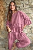 Sundaze Cheesecloth Frill Top Indian Pink