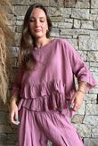 Sundaze Cheesecloth Frill Top Indian Pink