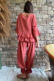 Sundaze Cheesecloth Frill Top Indian Red