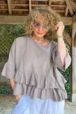 Sundaze Cheesecloth Frill Top Mocha