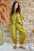 Sundaze Cheesecloth Frill Top Olive