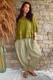 Sundaze Cheesecloth Frill Top Olive