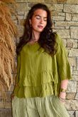 Sundaze Cheesecloth Frill Top Olive