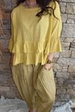 Sundaze Cheesecloth Frill Top Soft Ochre