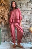 Sundaze Cheesecloth Frill Top Soft Terracotta