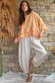 Sundaze Cheesecloth Frill Top Tuscan Sun