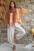 Sundaze Cheesecloth Frill Top Tuscan Sun