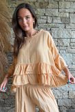 Sundaze Cheesecloth Frill Top Tuscan Sun