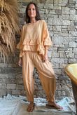 Sundaze Cheesecloth Frill Top Tuscan Sun