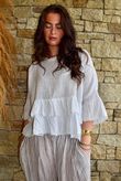 Sundaze Cheesecloth Frill Top White