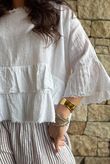 Sundaze Cheesecloth Frill Top White