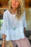 Sundaze Cheesecloth Frill Top White 