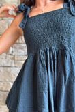 Sundaze Cheesecloth Tie Shoulder Top Black