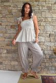 Sundaze Cheesecloth Tie Shoulder Top Calico