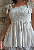 Sundaze Cheesecloth Tie Shoulder Top Calico