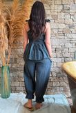 Sundaze Cheesecloth Tie Shoulder Top Charcoal