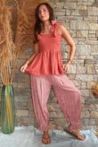 Sundaze Cheesecloth Tie Shoulder Top Indian Red