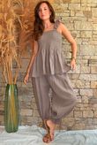 Sundaze Cheesecloth Tie Shoulder Top Mocha