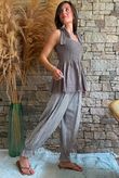 Sundaze Cheesecloth Tie Shoulder Top Mocha