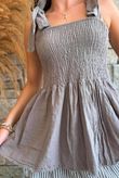 Sundaze Cheesecloth Tie Shoulder Top Mocha