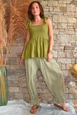 Sundaze Cheesecloth Tie Shoulder Top Olive