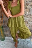 Sundaze Cheesecloth Tie Shoulder Top Olive