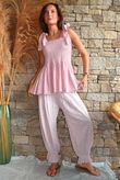 Sundaze Cheesecloth Tie Shoulder Top Rose