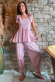 Sundaze Cheesecloth Tie Shoulder Top Rose