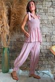 Sundaze Cheesecloth Tie Shoulder Top Rose