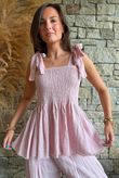 Sundaze Cheesecloth Tie Shoulder Top Rose