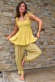 Sundaze Cheesecloth Tie Shoulder Top Soft Ochre