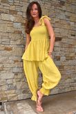 Sundaze Cheesecloth Tie Shoulder Top Soft Ochre