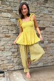 Sundaze Cheesecloth Tie Shoulder Top Soft Ochre