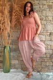 Sundaze Cheesecloth Tie Shoulder Top Soft Terracotta