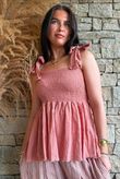 Sundaze Cheesecloth Tie Shoulder Top Soft Terracotta
